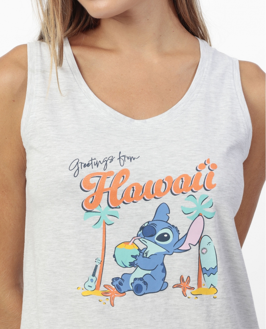 DISNEY Pijama Sin mangas Stitch Beach para Mujer GRIS JASPE