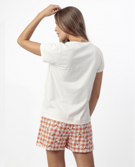 DISNEY Pijama Manga Corta Reading Era para Mujer CRUDO 2