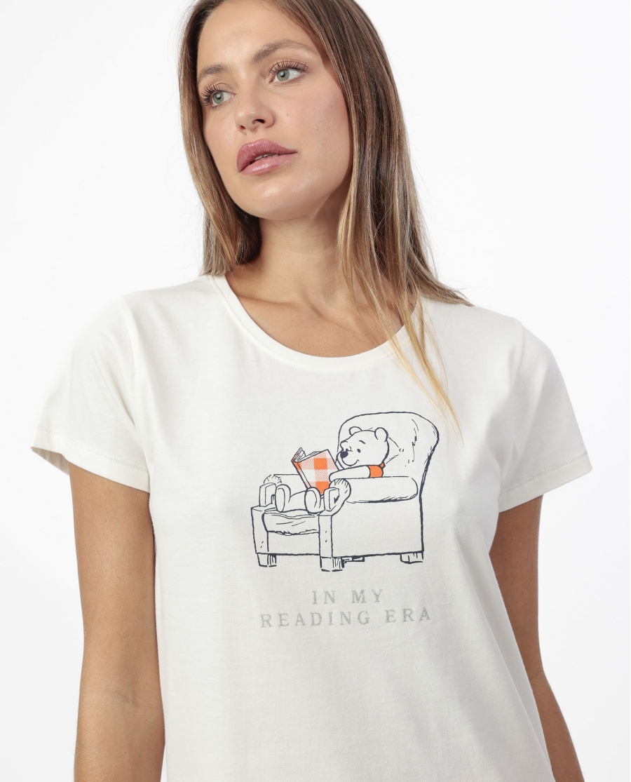 DISNEY Pijama Manga Corta Reading Era para Mujer CRUDO