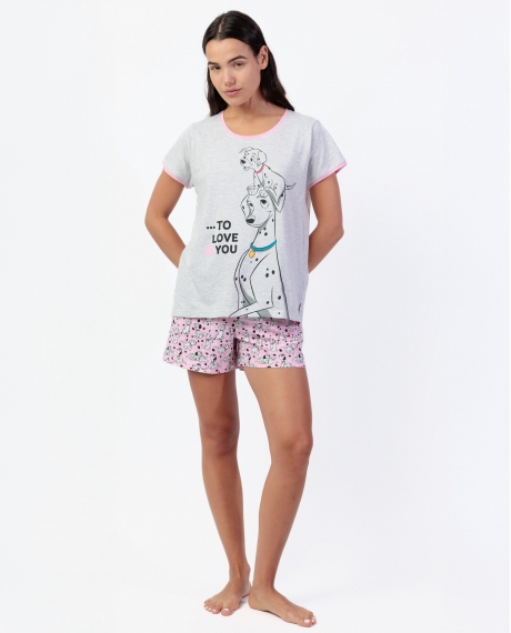DISNEY Pijama Manga Corta 101 Reasons para Mujer GRIS JASPE