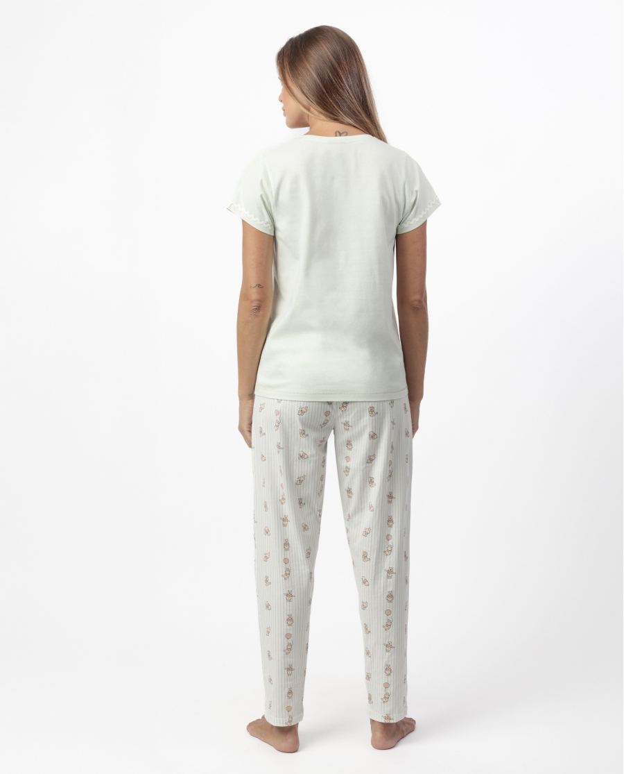 DISNEY Pijama Manga Corta Winnie Maternity para Mujer VERDE