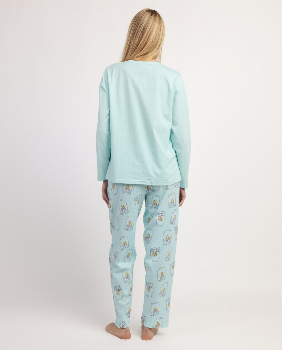 DISNEY Pijama Manga Larga Blue Alice para Mujer AZUL