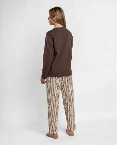 DISNEY Pijama Manga Larga Chip N Dale Snack Time para Mujer CHOCOLATE 2