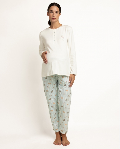 DISNEY Pijama Manga Larga The Aristocats Maternity para Mujer CRUDO