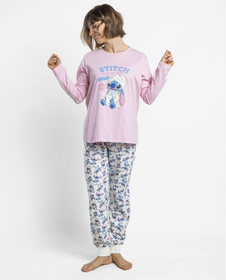 DISNEY Pijama Manga Larga Time To Chill para Mujer ROSA