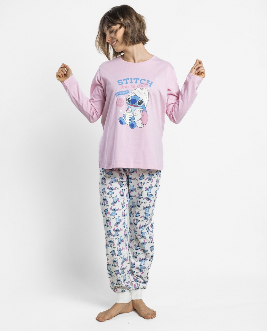 DISNEY Pijama Manga Larga Time To Chill para Mujer ROSA