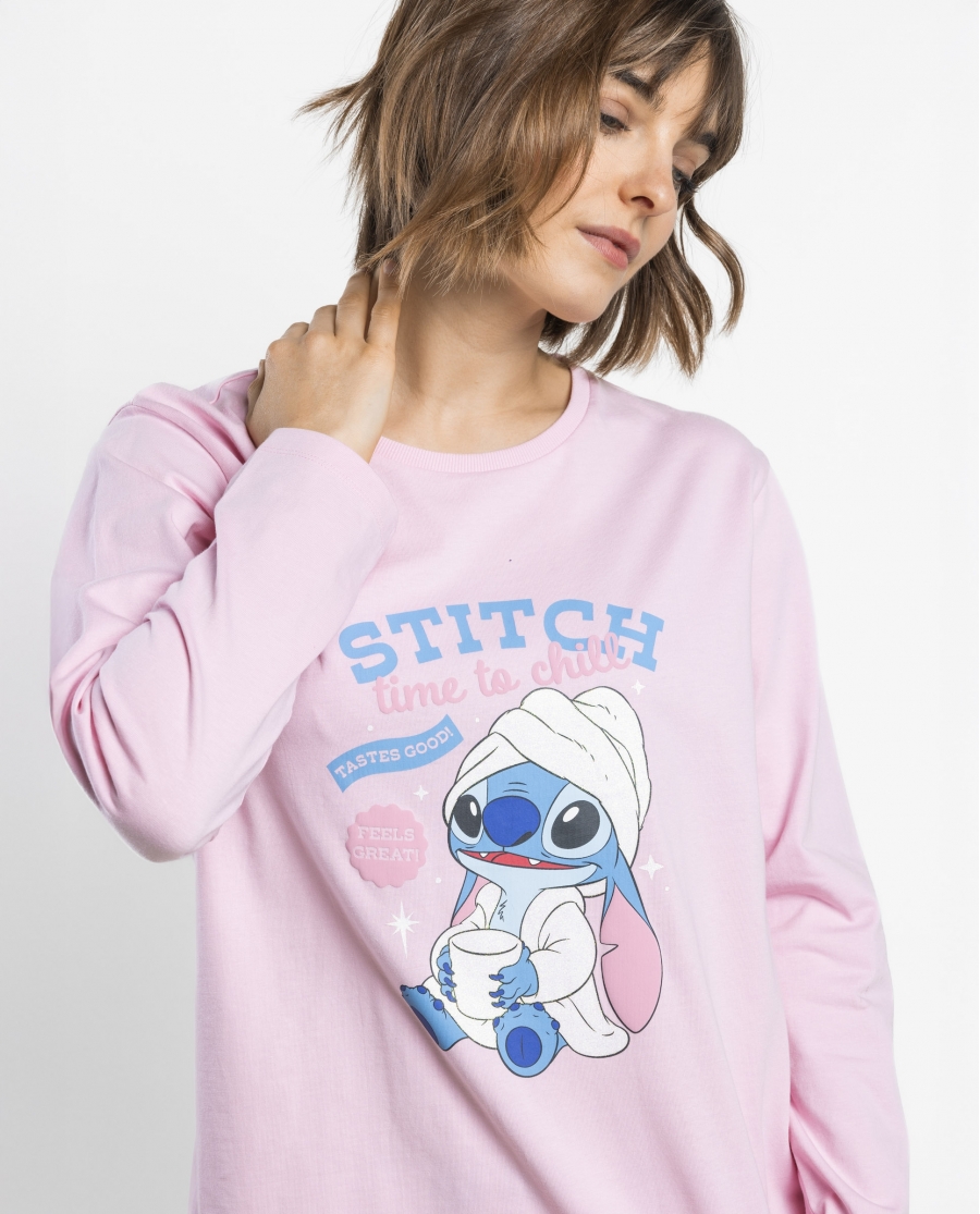DISNEY Pijama Manga Larga Time To Chill para Mujer ROSA