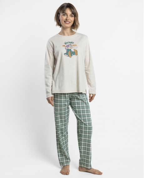 DISNEY Pijama Manga Larga Dopey para Mujer BEIGE