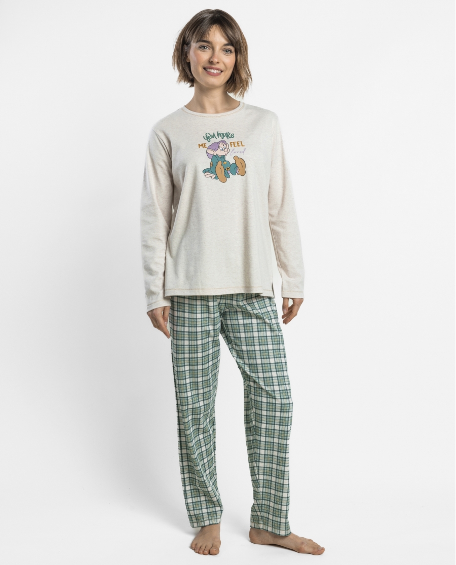 DISNEY Pijama Manga Larga Dopey para Mujer BEIGE