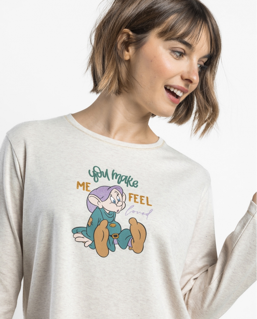 DISNEY Pijama Manga Larga Dopey para Mujer BEIGE