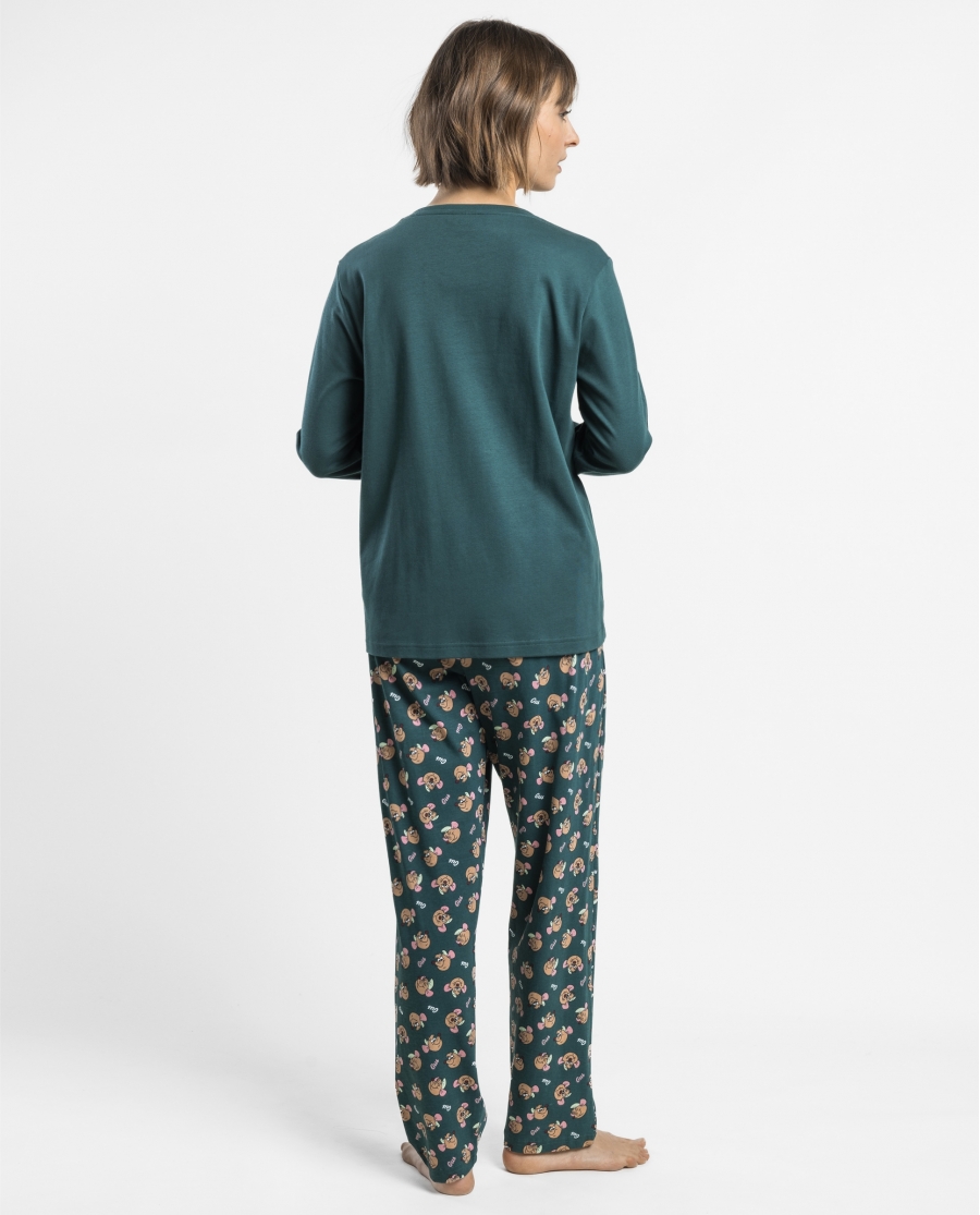 DISNEY Pijama Manga Larga Gus Gus Cheese para Mujer VERDE