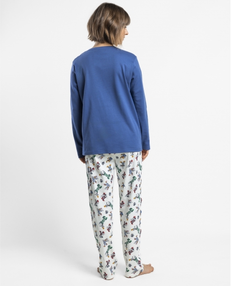 DISNEY Pijama Manga Larga Pj Party para Mujer AZUL 2