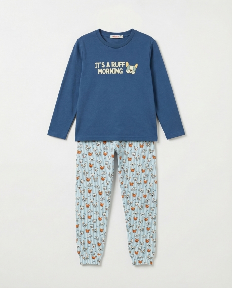 ADMAS Pijama Manga Larga Ruff Morning para Niño AZUL