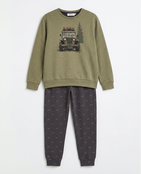 ADMAS Pijama Manga Larga Camp Car para Niño CAQUI