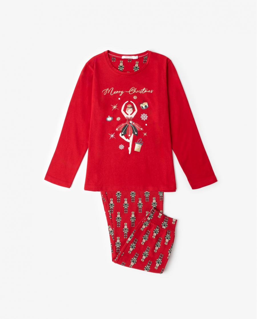 ADMAS Pijama Manga Larga Nutcracker para Niña ROJO