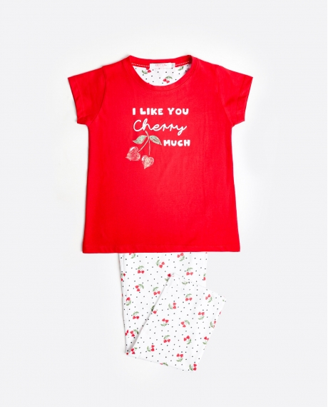 ADMAS Pijama Manga Corta Cherries para Niña ROJO