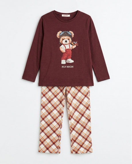 ADMAS Pijama Manga Larga Fly High para Niña BURDEOS