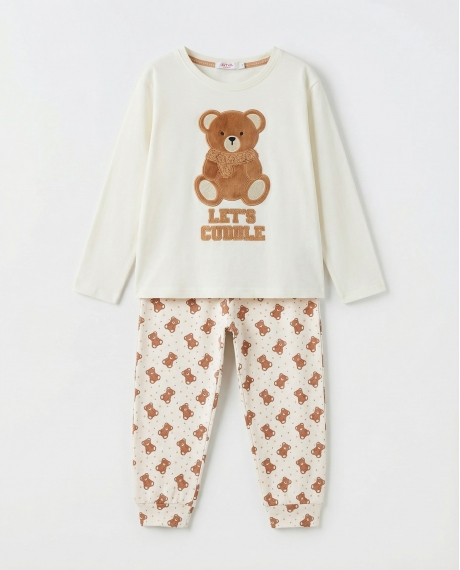 ADMAS Pijama Manga Larga Bear Hugs para Niña CRUDO