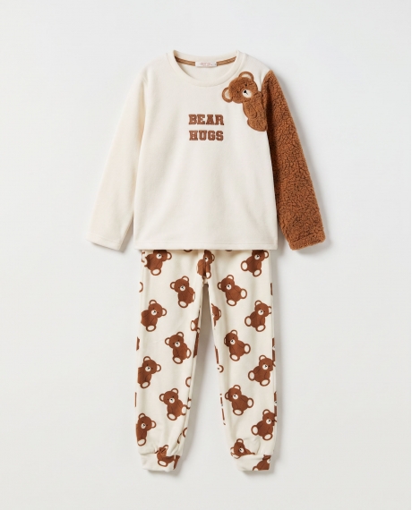 ADMAS Pijama Manga Larga Bear Hugs para Niña CRUDO