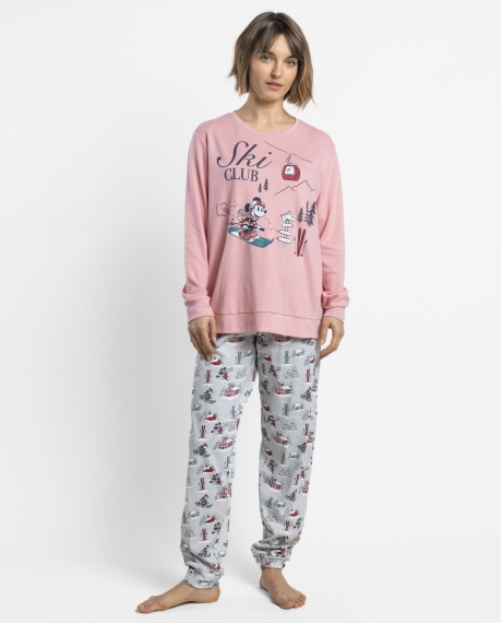 DISNEY Pijama Manga Larga Bon Ski para Mujer ROSA