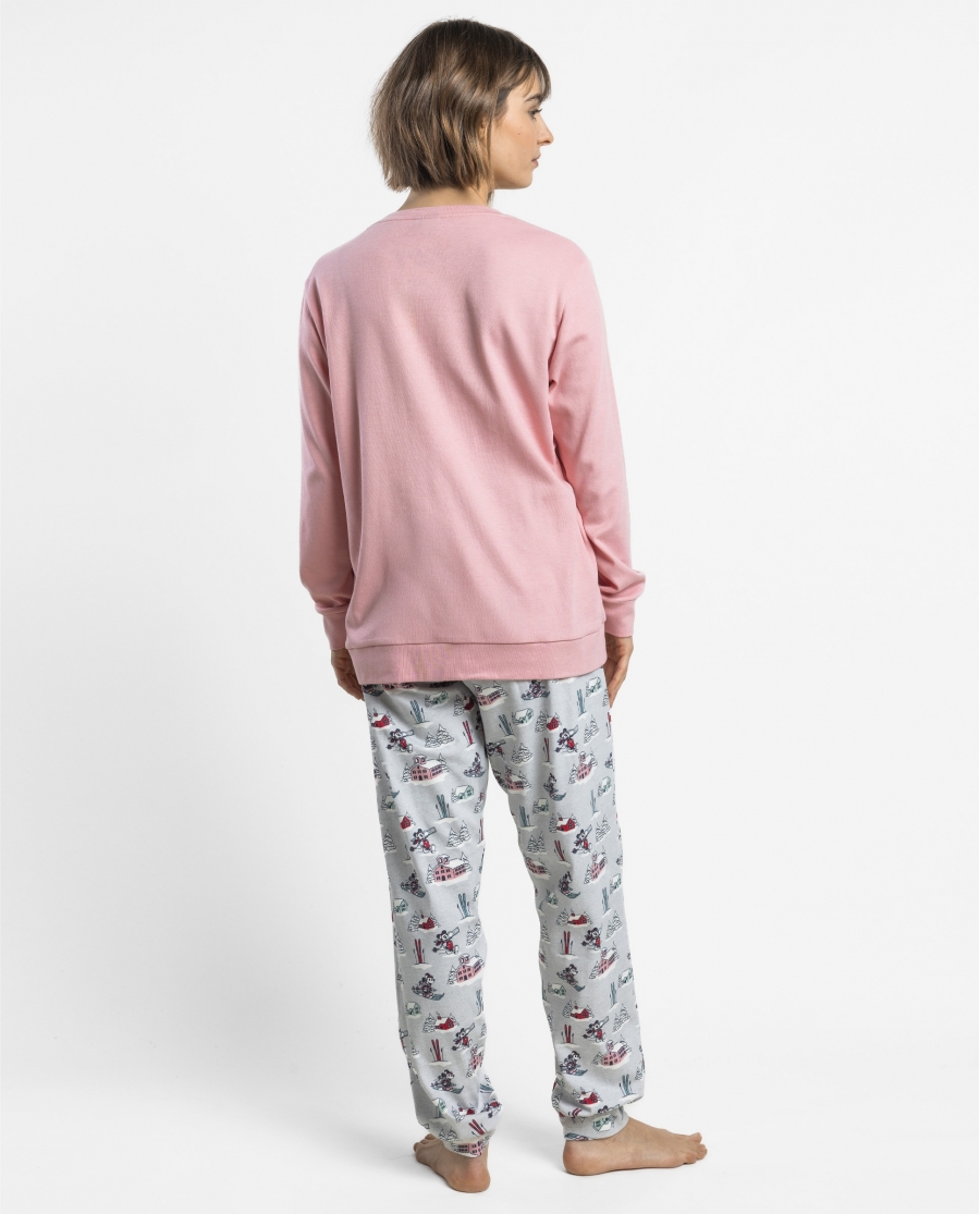 DISNEY Pijama Manga Larga Bon Ski para Mujer ROSA