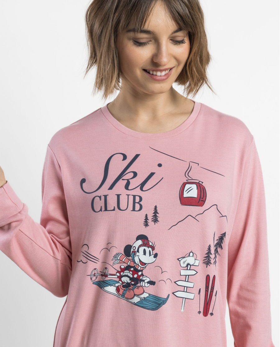 DISNEY Pijama Manga Larga Bon Ski para Mujer ROSA