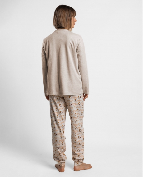 PEANUTS Pijama Manga Larga Country Club para Mujer BEIGE 2