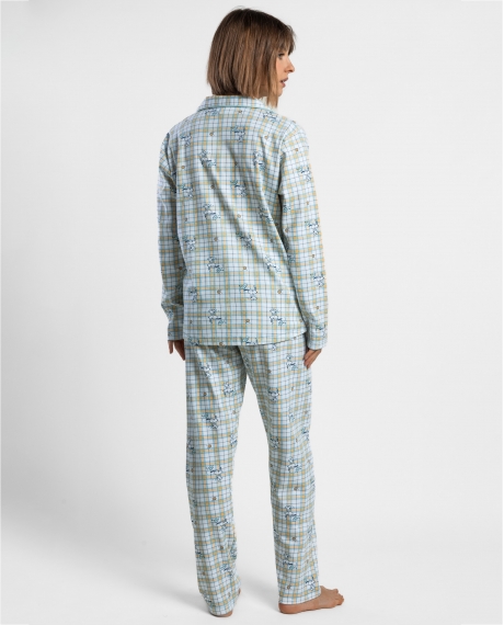 PEANUTS Pijama Abierto Manga Larga One Smart Cookie para Mujer AZUL 2