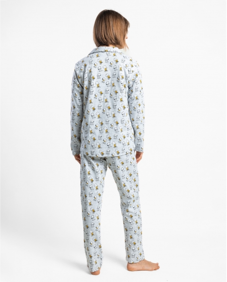 PEANUTS Pijama Abierto Manga Larga Snoopy Mood para Mujer GRIS JASPE 2
