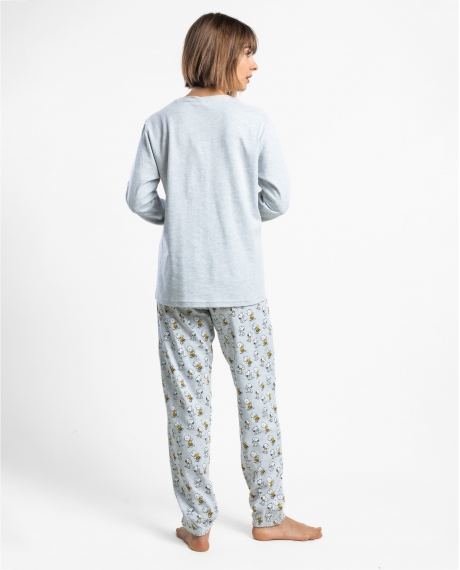PEANUTS Pijama Manga Larga Snoopy Mood para Mujer GRIS JASPE 2