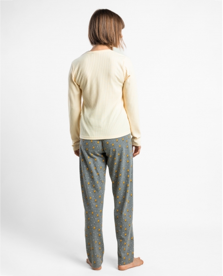 PEANUTS Pijama Manga Larga Canalé Time To Be Myself para Mujer VAINILLA 2