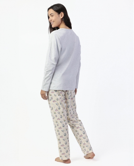PEANUTS Pijama Manga Larga Grey Summer Break para Mujer GRIS JASPE 2