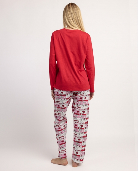 PEANUTS Pijama Manga Larga Love Valentines para Mujer ROJO 2