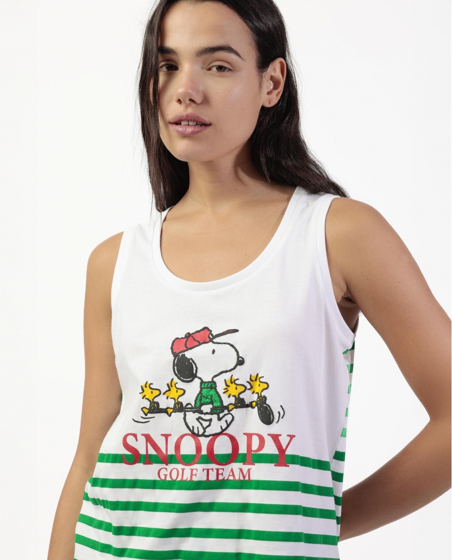 PEANUTS Pijama Sin mangas Golf Team para Mujer VERDE