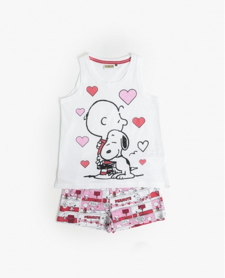 PEANUTS Pijama Sin mangas Love Valentines para Niña BLANCO