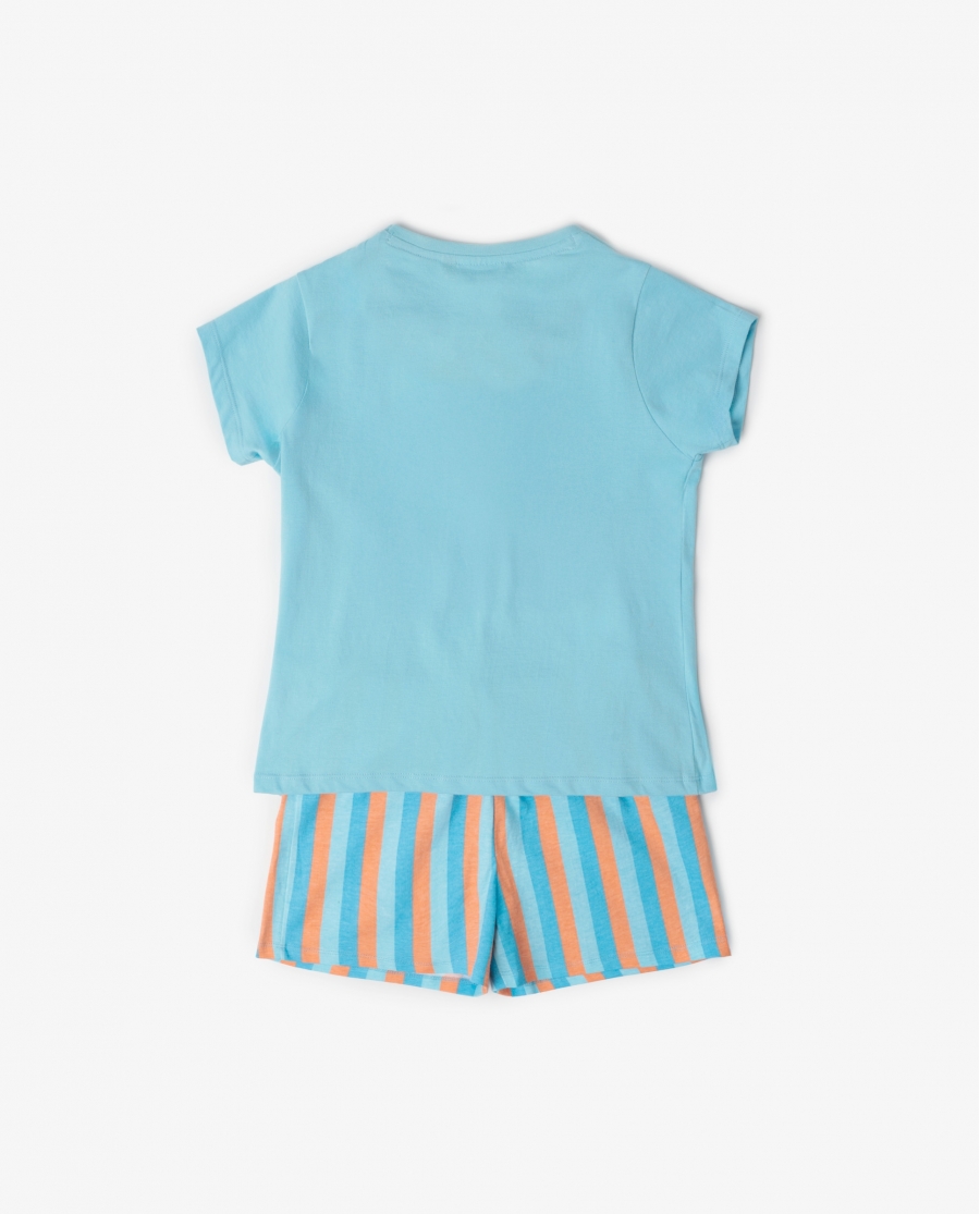 PEANUTS Pijama Manga Corta Snoopy Van para Niña AZUL