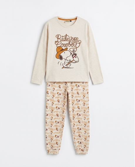 PEANUTS Pijama Manga Larga Country Club para Niña BEIGE