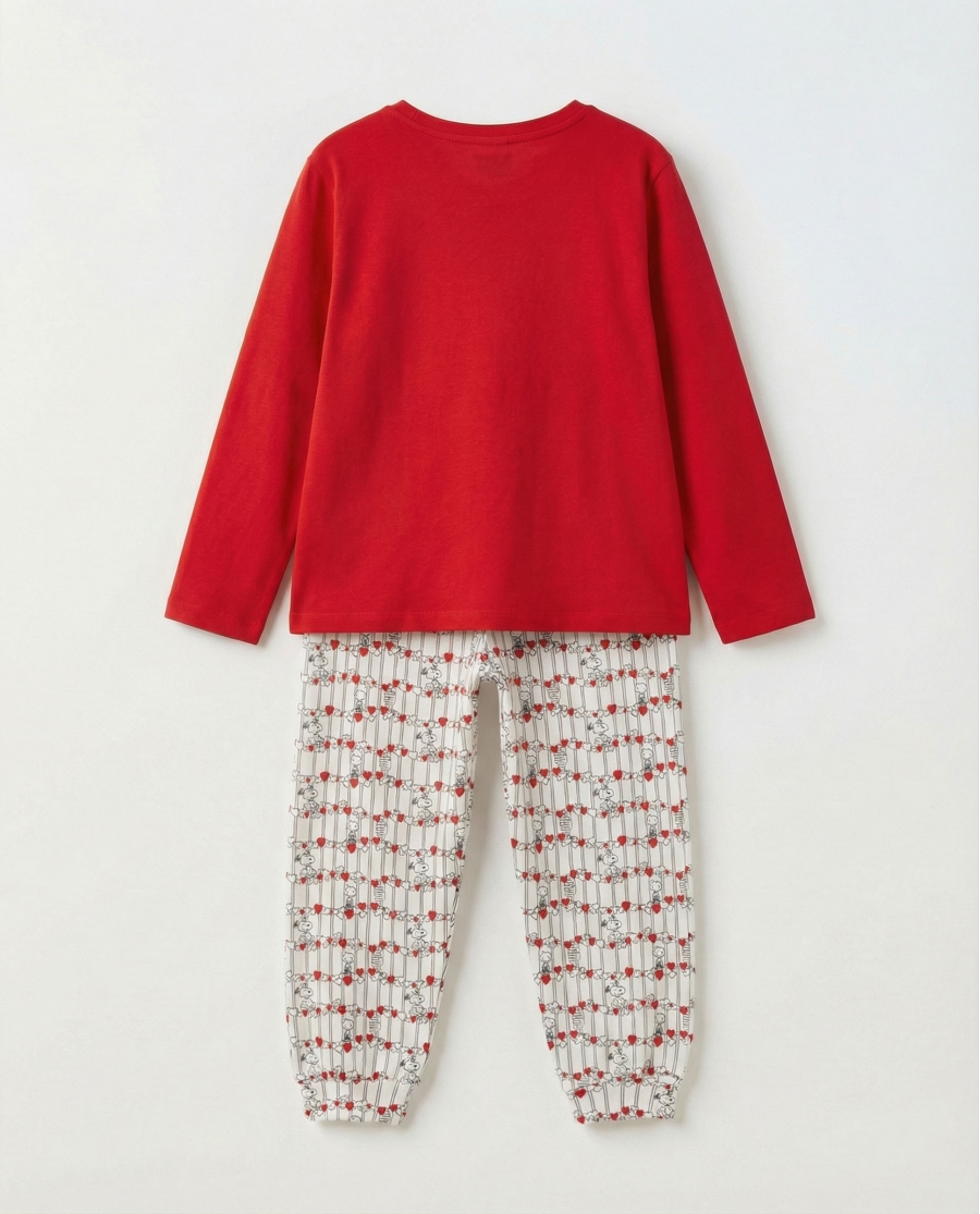 PEANUTS Pijama Manga Larga Love Snoopy para Niña ROJO