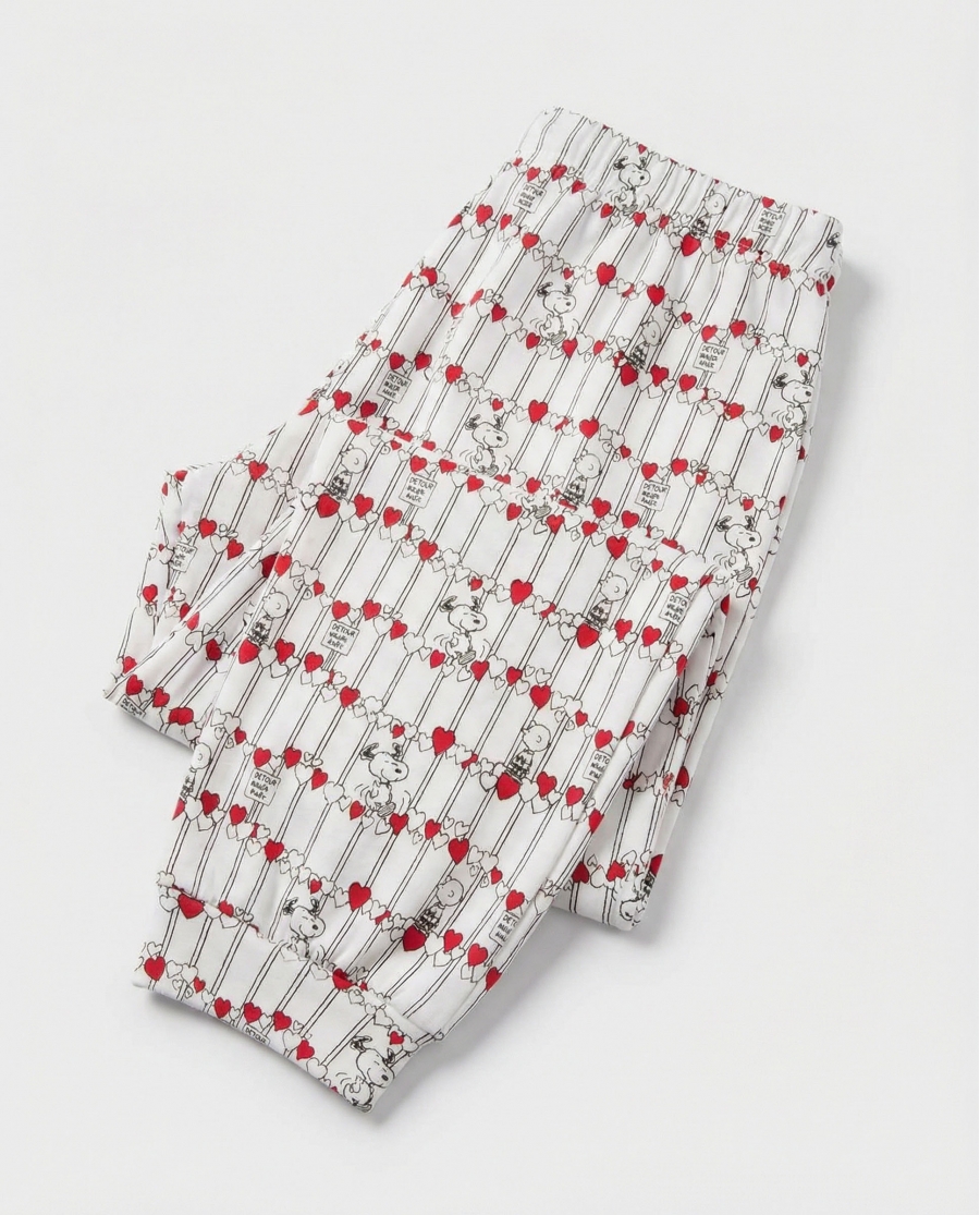 PEANUTS Pijama Manga Larga Love Snoopy para Niña ROJO