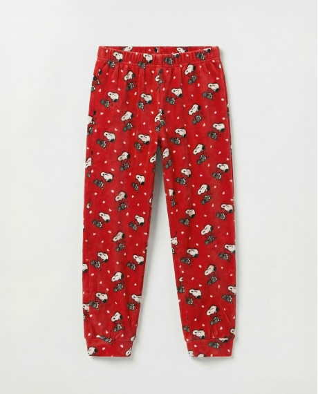 PEANUTS Pijama Manga Larga Velvet Love Snoopy para Niña ROJO 2