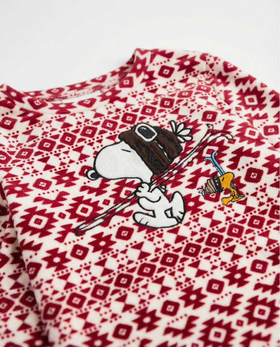 PEANUTS Pijama Manga Larga Ski Club para Niña CEREZA