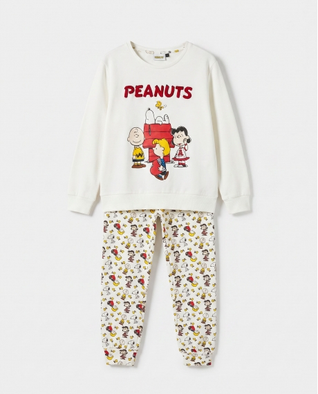 PEANUTS Pijama Manga Larga Meet Up para Niña CRUDO