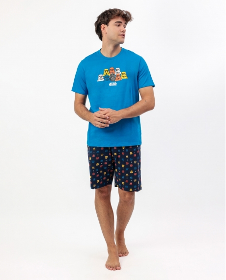 STAR WARS Pijama Manga Corta Game Wars para Hombre AZUL