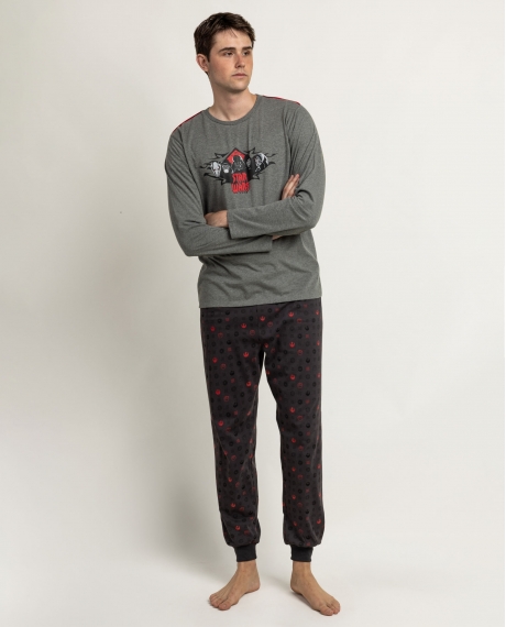 STAR WARS Pijama Manga Larga Dark Friends para Hombre GRIS JASPE