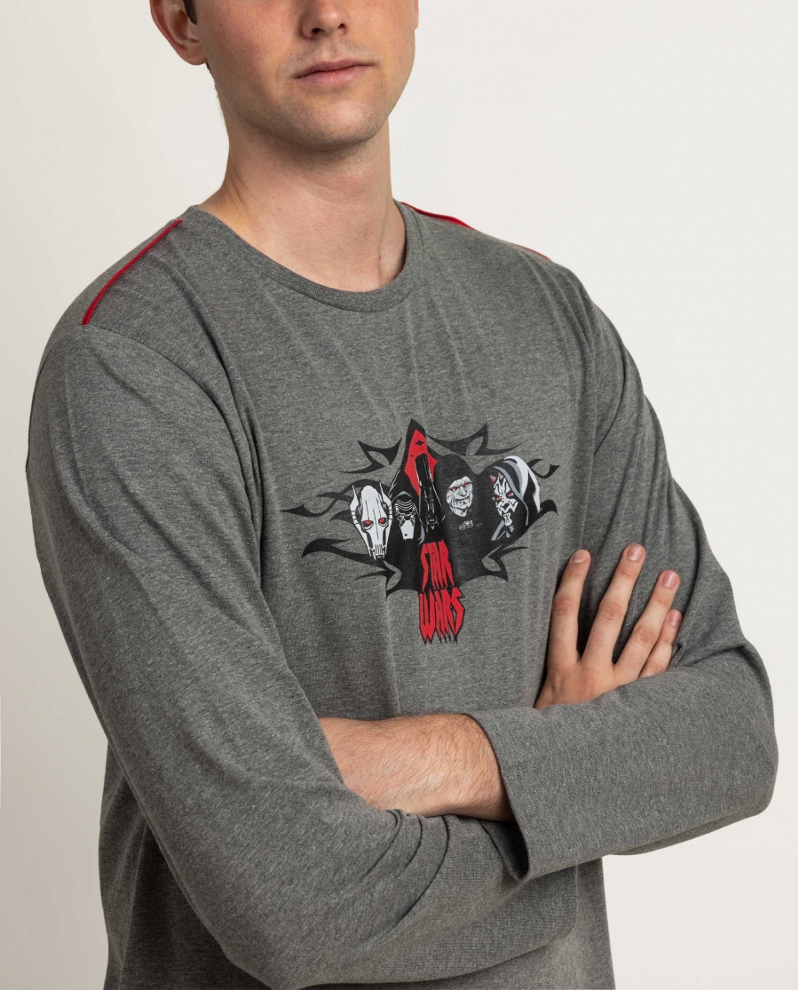 STAR WARS Pijama Manga Larga Dark Friends para Hombre GRIS JASPE