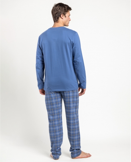 STAY AT HOME Pijama Manga Larga Easy Sleeper para Hombre AZUL 2