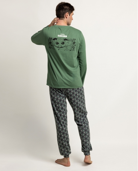 STAR WARS MANDALORIAN Pijama Manga Larga Grogu Comic para Hombre CAQUI 2