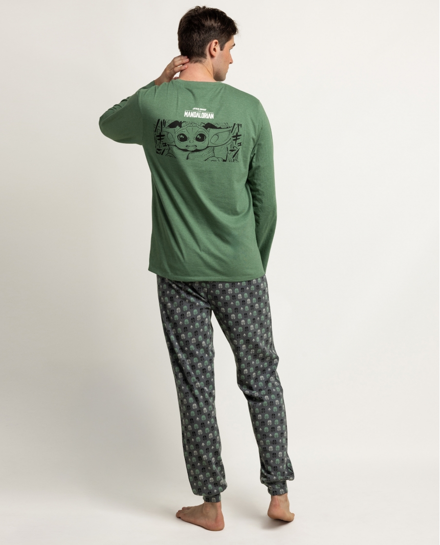 STAR WARS MANDALORIAN Pijama Manga Larga Grogu Comic para Hombre CAQUI