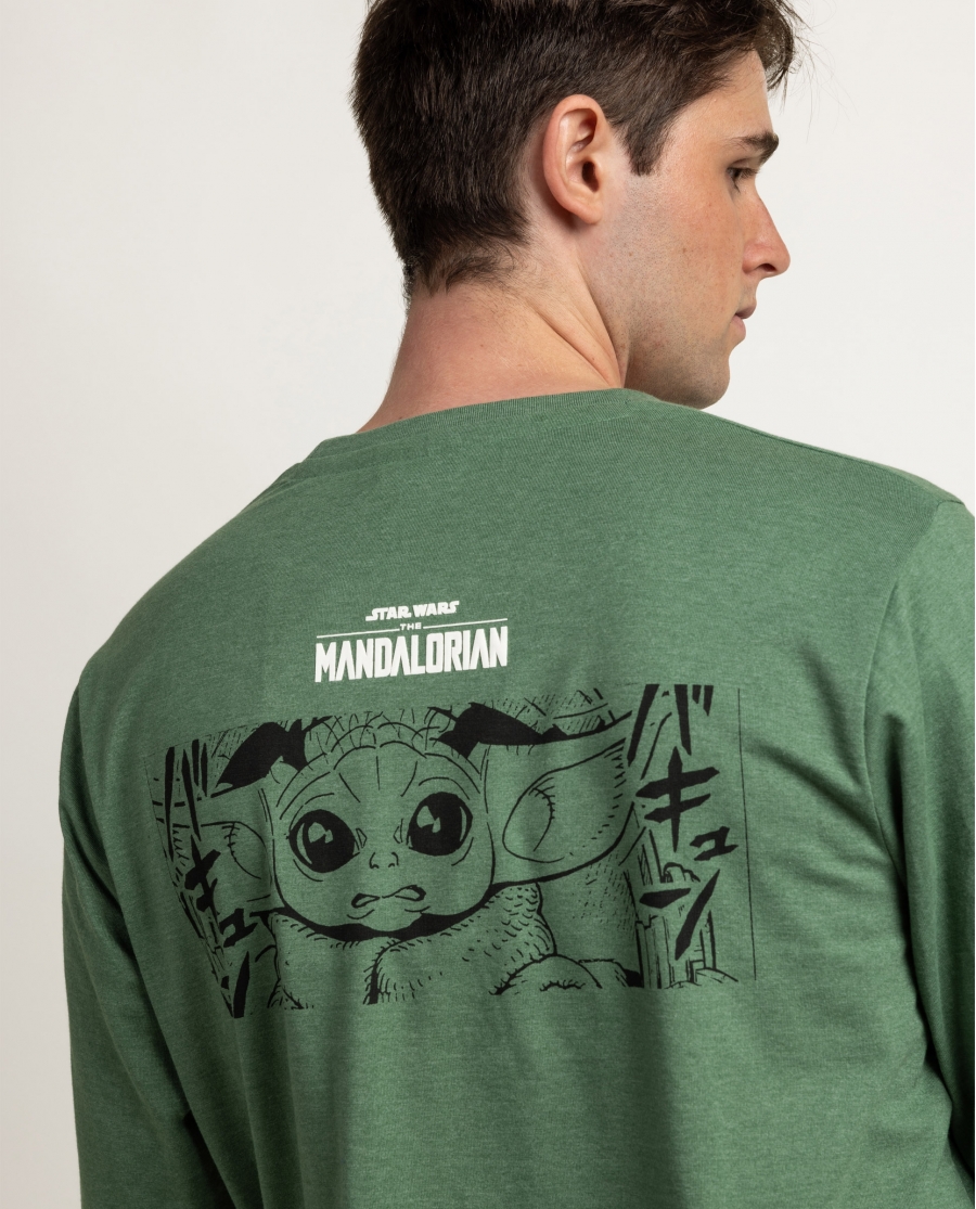 STAR WARS MANDALORIAN Pijama Manga Larga Grogu Comic para Hombre CAQUI