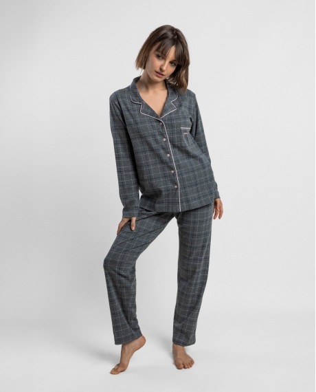 STAY AT HOME Pijama Abierto Manga Larga You Are Special para Mujer GRIS JASPE